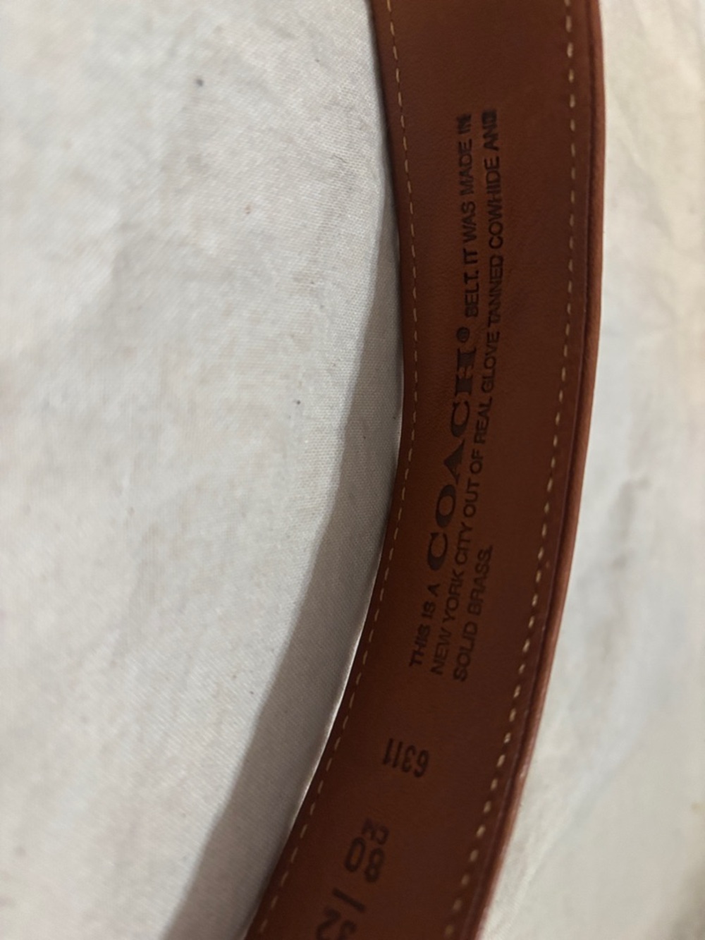 Coach Tan Leather Belt with Brass Buckle - Picture 3 of 8